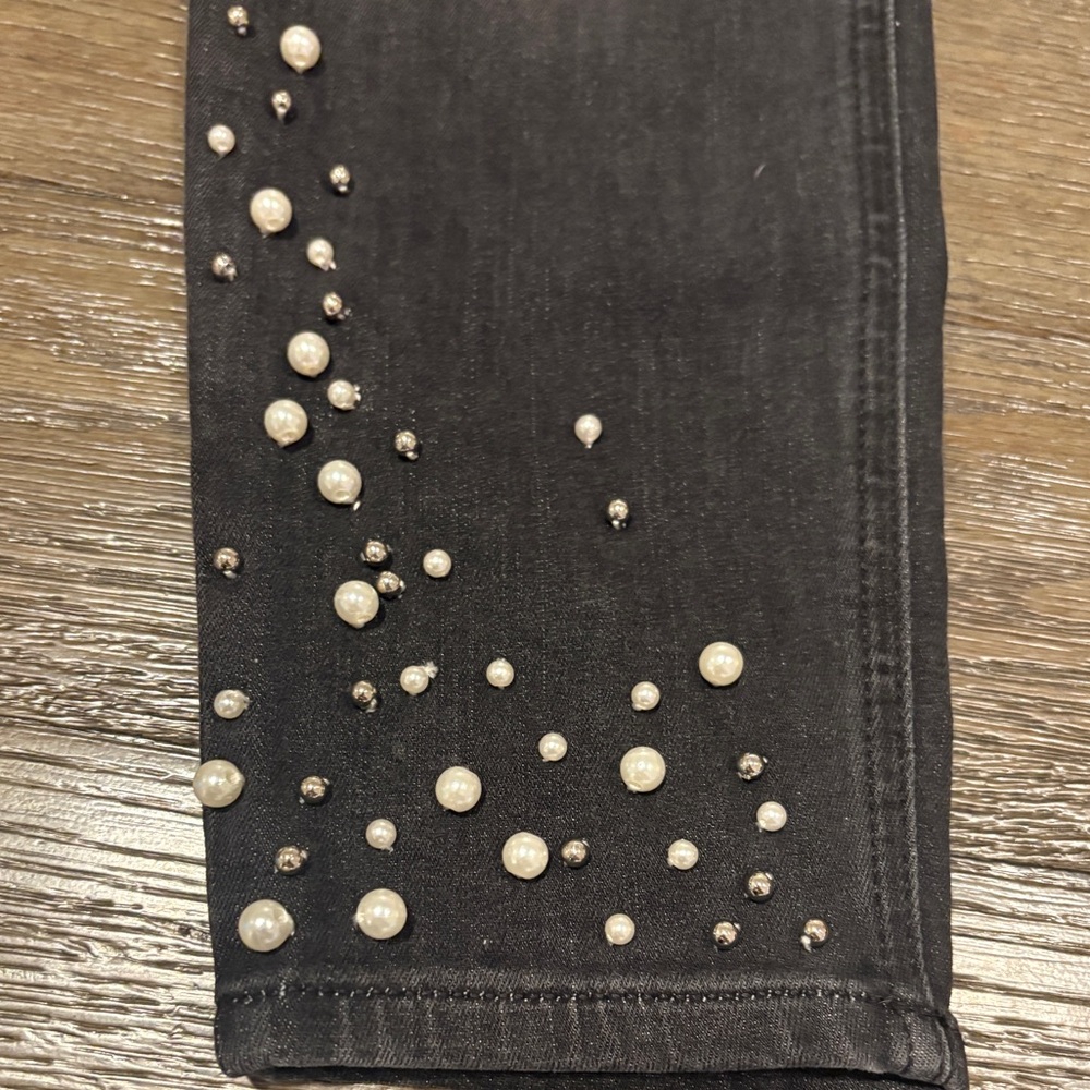 Express Gray Women's Jeans with Pearl/Metal Embellishments - Picture 2 of 5